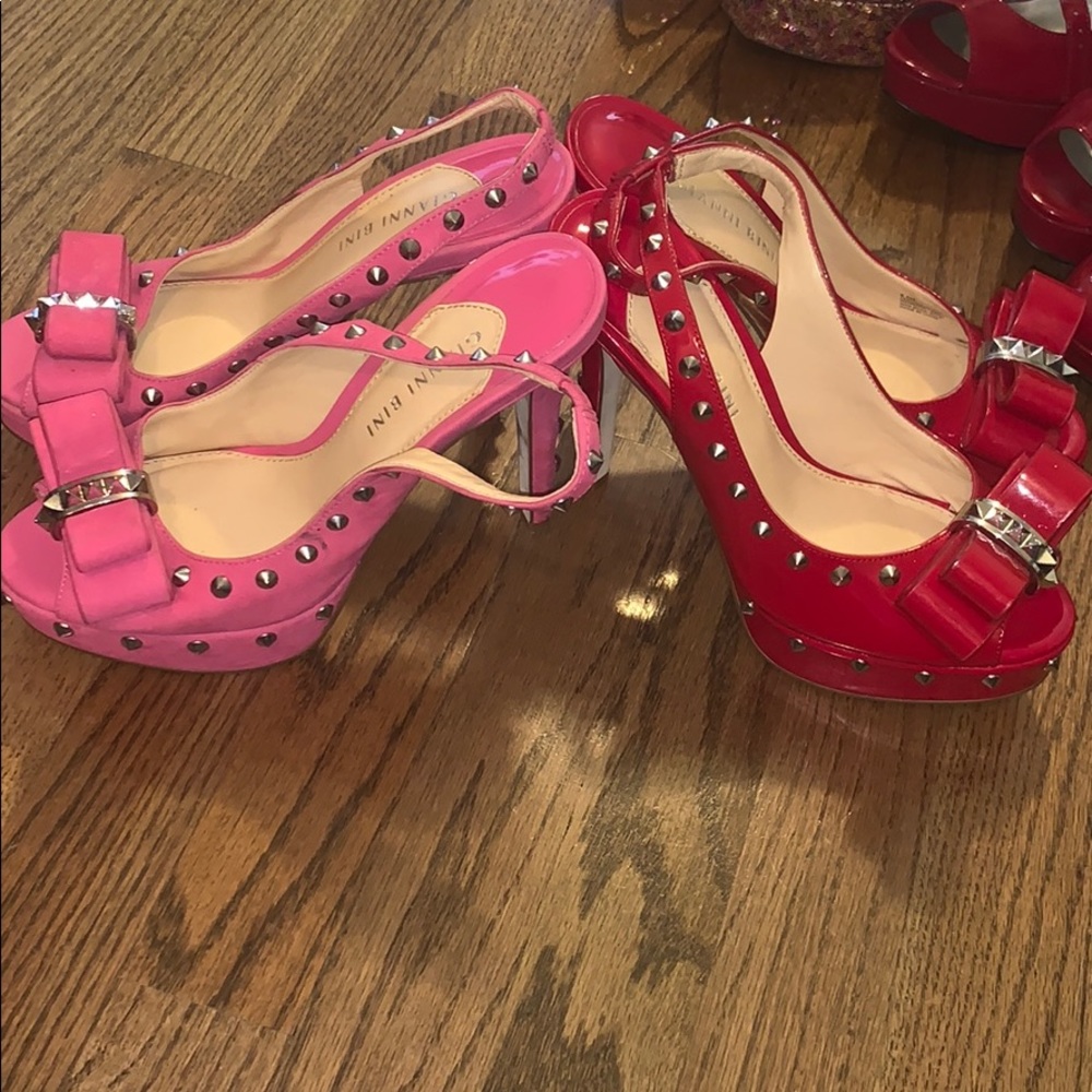 Pink and red shoes